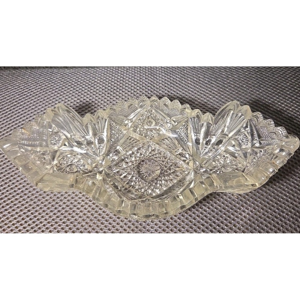 Imperial Glass NuCut pressed glass relish or celery dish